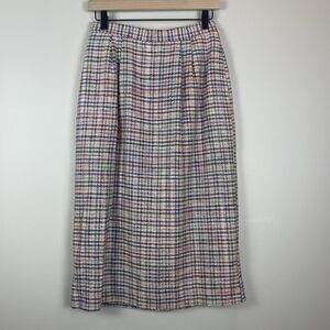 Vtg Lynn & Co Womens Skirt Size 8 Plaid Silk Long Career Business Professional